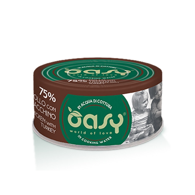 OASY More Love Chicken with Turkey in Cooking Water 70 gr.