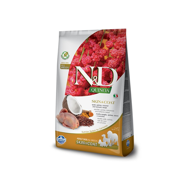 FARMINA N et D quinoa Chien skin et coat caille 7 kg