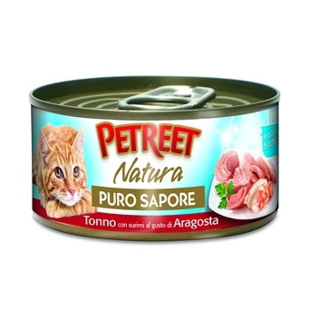 PETREET Natura Puro Sapore Tuna with Surimi Lobster flavor-Multipack (6 cans of 70 gr.)