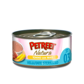 PETREET Natura Velvety Sterilized Tuna with Corn 70 gr.