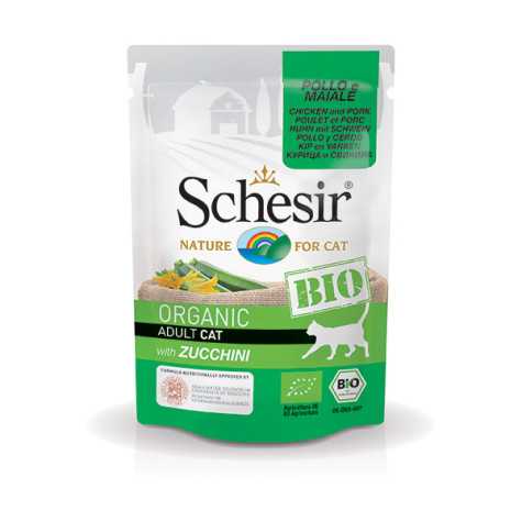 SCHESIR Bio Organic Adult Cat Poulet et Porc avec Courgettes 85 g.