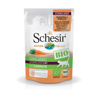 SCHESIR Bio Bio Adult Sterilisiertes Rind und Huhn mit Karotten 85 gr.