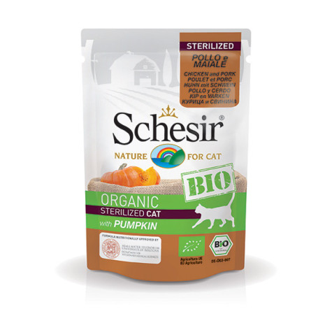 SCHESIR Bio Organic Adult Sterilized Chicken and Pork with Pumpkin 85 gr.