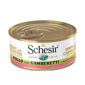 SCHESIR Filetti di Pollo con Gamberetti in Brodo di Cottura 70 gr. - 