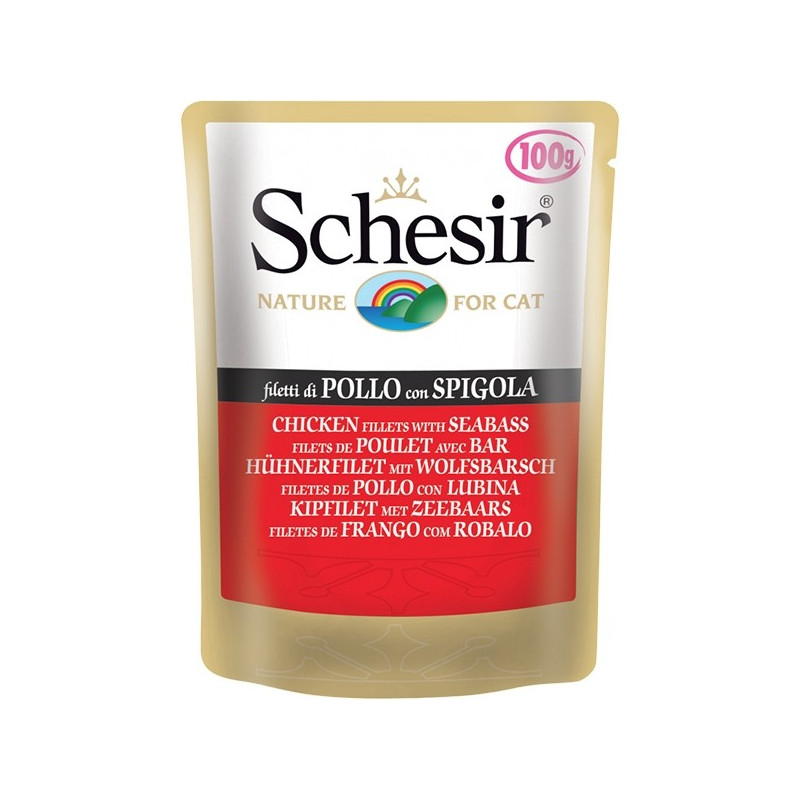 SCHESIR Hähnchenfilets und Wolfsbarsch in Gelee 50 g.