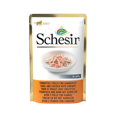 SCHESIR Filetti di Tonnetto Pollo e Gamberetti in Gelatina 85 gr. - 