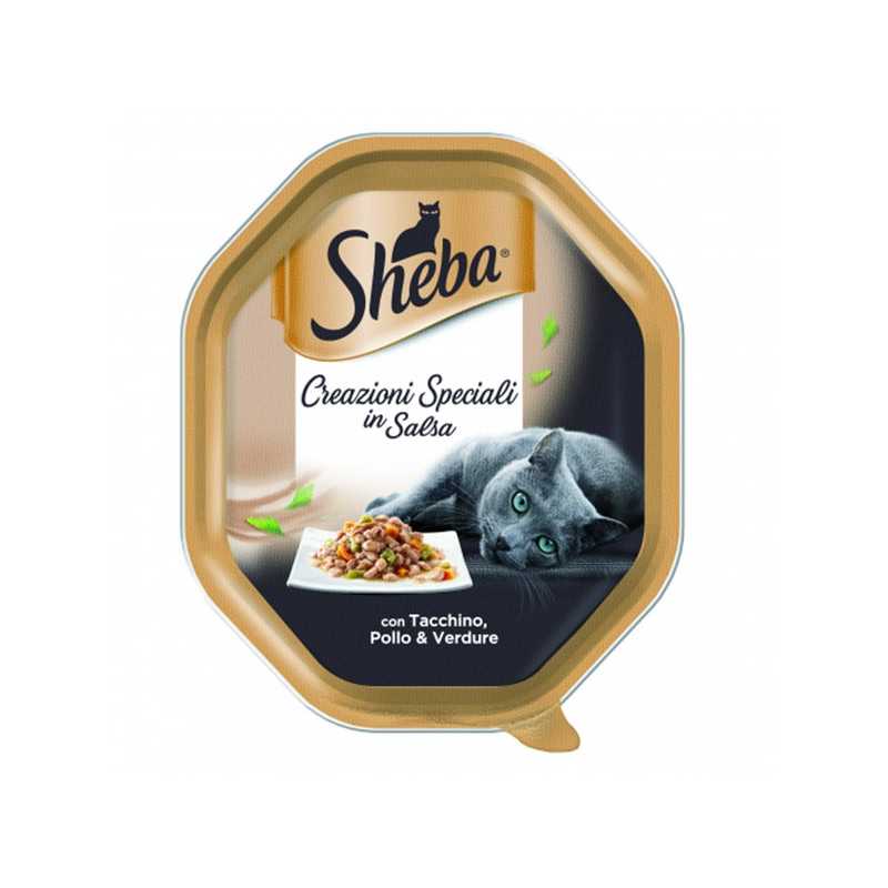 SHEBA Creazioni Speciali en sauce avec Dinde Poulet et Légumes 85 g. SHEBA Creazioni Speciali en sauce avec Dinde Poulet et Légumes 85 g.