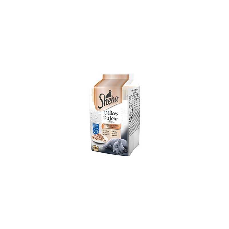 SHEBA Délices Du Jour Selezione Assortita en sauce avec Poulet, Dinde et Saumon (6 sachets 50 g.) SHEBA Délices Du Jour Selezione Assortita en sauce avec Poulet, Dinde et Saumon (6 sachets 50 g.)