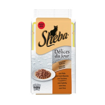 SHEBA Dèlices Du Jour Delicate Selection with Chicken, Turkey and White Meat (6 pieces of 50 gr.)