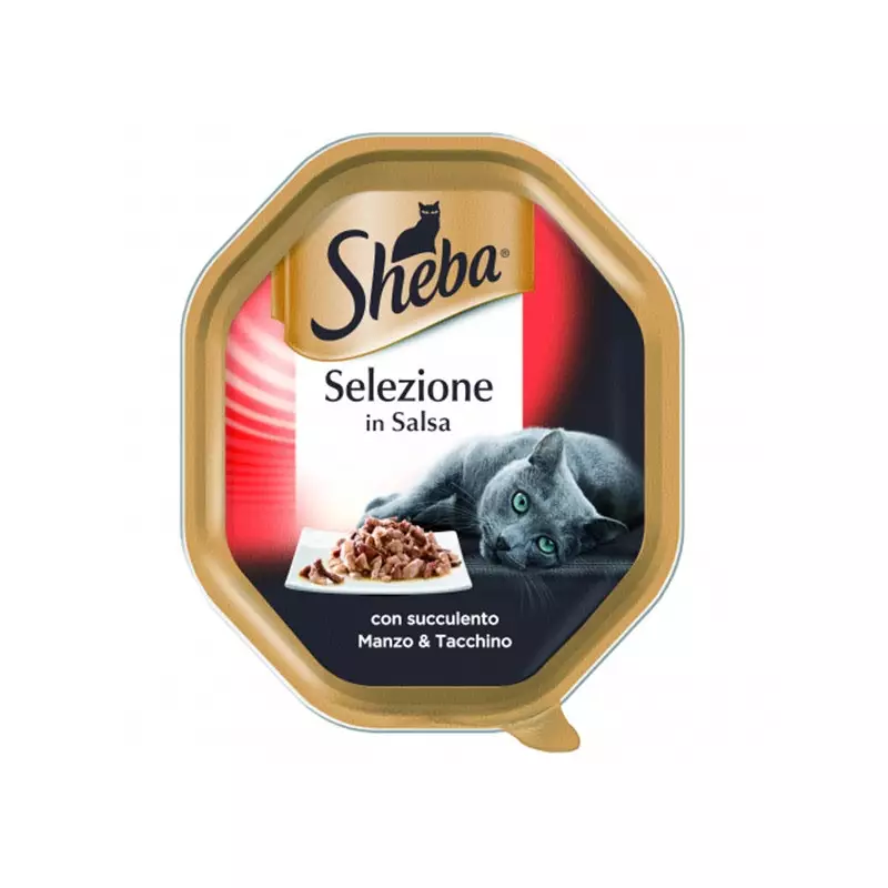 SHEBA Selection in Sauce mit saftigem Rindfleisch und Pute 85 gr.