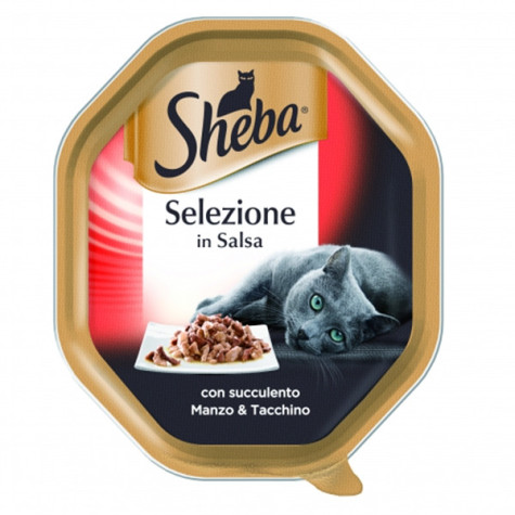 SHEBA Selection in Sauce mit saftigem Rindfleisch und Pute 85 gr.