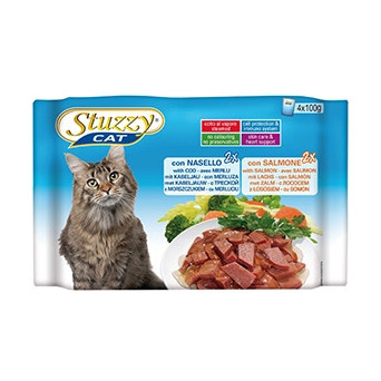 STUZZY CAT Nasello con Salmone (4 bustine da 100 gr.) - 
