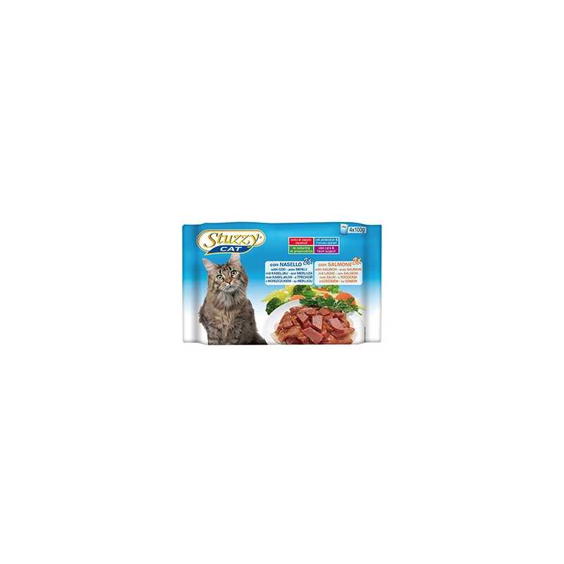 STUZZY CAT Nasello avec Saumon (4 sachets 100 g.)