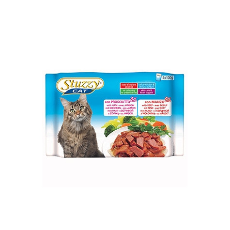 STUZZY CAT Prosciutto con Manzo (4 lattine da 100 gr.) - 