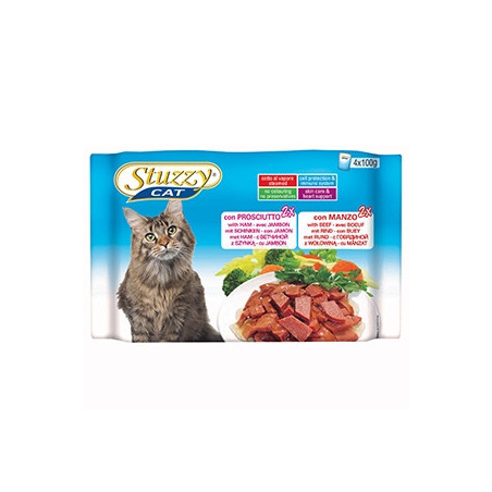 STUZZY CAT Prosciutto con Manzo (4 lattine da 100 gr.) - 