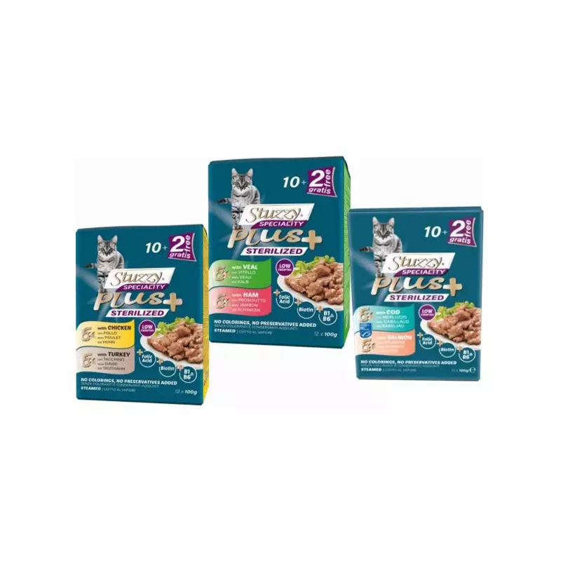STUZZY CAT Specialty Plus Sterilized with Cod and Salmon (12 sachets of 100 gr.)