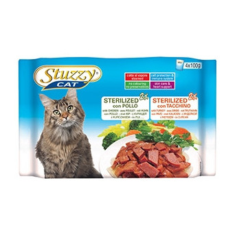 STUZZY CAT Sterilized con Pollo Sterilized con Tacchino (4 bustine da 100 gr.) - 