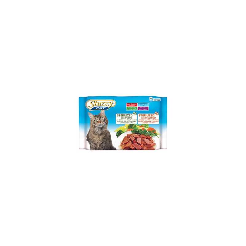 STUZZY CAT Sterilized avec Poulet Sterilized avec Dinde (4 sachets 100 g.)