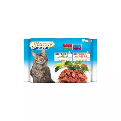 STUZZY CAT Sterilized con Pollo Sterilized con Tacchino (4 bustine da 100 gr.) - 