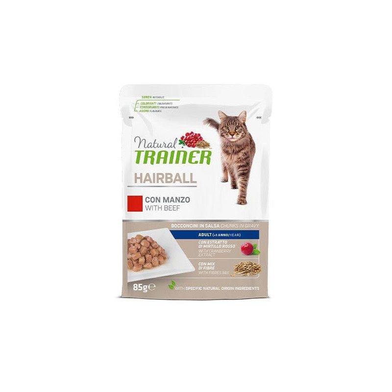 TRAINER Natural Hairball Adult con Manzo 85 gr.