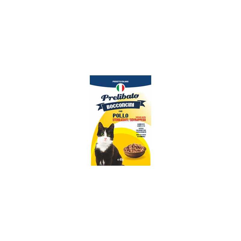 UNIPRO Prelibato Bocconcini avec Poulet per Stérilisés et en surpoids 85 g. UNIPRO Prelibato Bocconcini avec Poulet per Stérilisés et en surpoids 85 g.