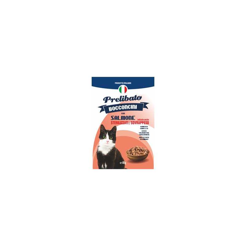 UNIPRO Prelibato Bocconcini avec Saumon per Stérilisés et en surpoids 85 g. UNIPRO Prelibato Bocconcini avec Saumon per Stérilisés et en surpoids 85 g.