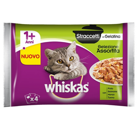 WHISKAS Straccetti in Gelatina Selezione Assortita (4 bustine da 85 gr.) - 