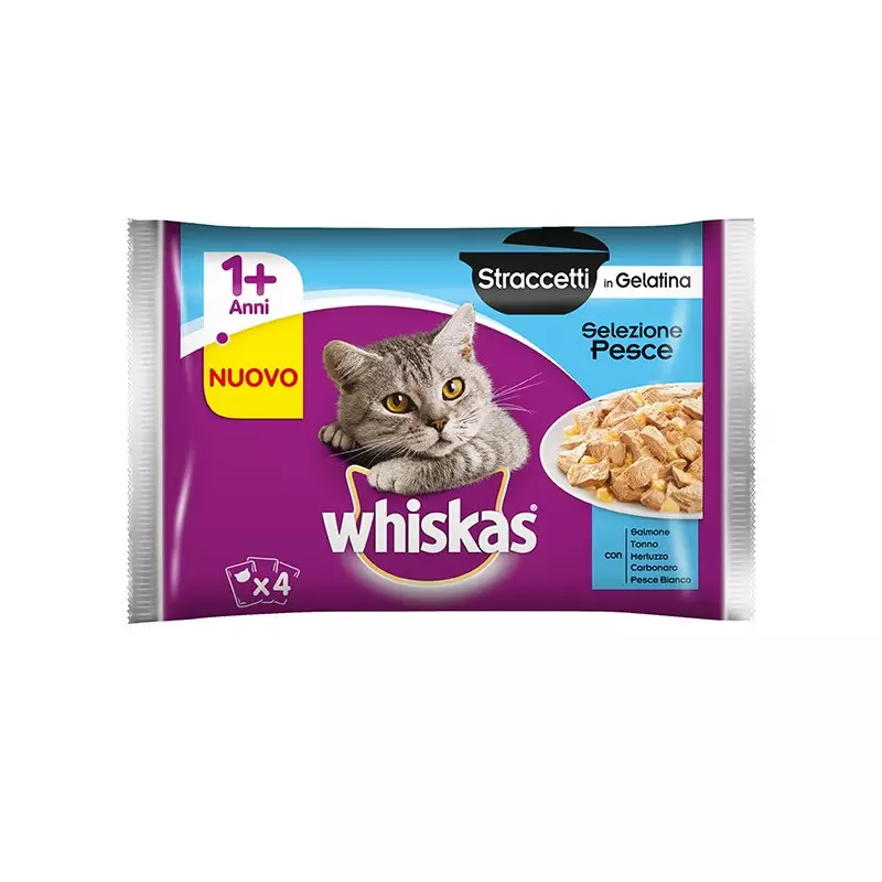 WHISKAS Straccetti in Gelatina Selezione Pesce (12 bustine da 85 gr.)