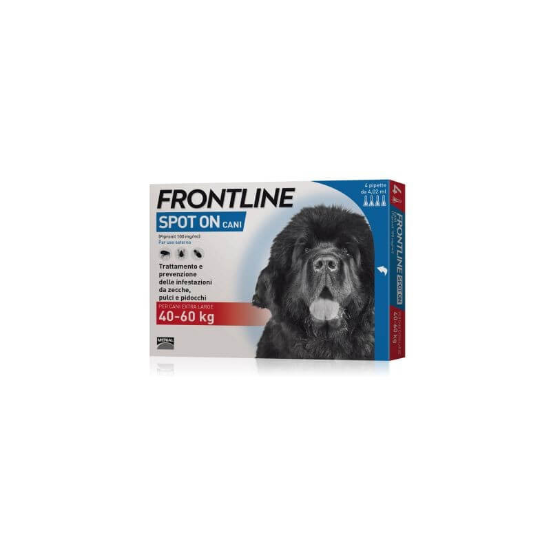 Frontline spot on cani extra large 4 pipette 4,02 ml oltre 40 kg