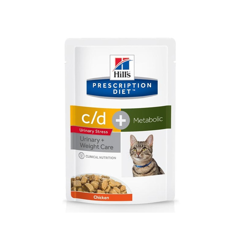 Hill's c/d feline Urinary Stress + Metabolic 12 sachets 85 g poulet Hill's c/d feline Urinary Stress + Metabolic 12 sachets 85 g poulet