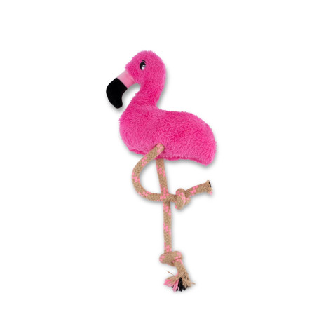 BECO Fernando der Flamingo Hundespielzeug aus Stoff und Seil GRÖSSE M