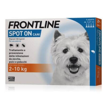 Frontline spot on cani piccoli 4 pipette 0,67 ml 2-10 kg - 