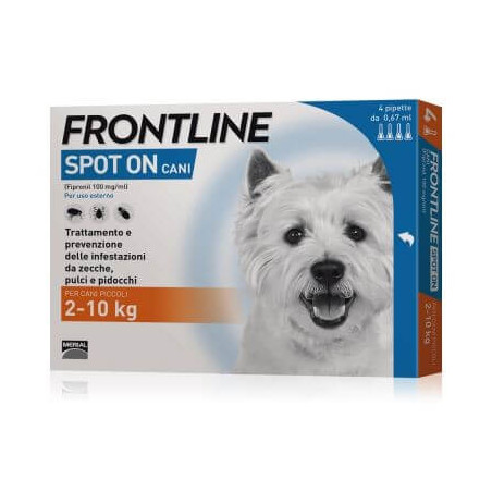 Frontline spot on cani piccoli 4 pipette 0,67 ml 2-10 kg - 