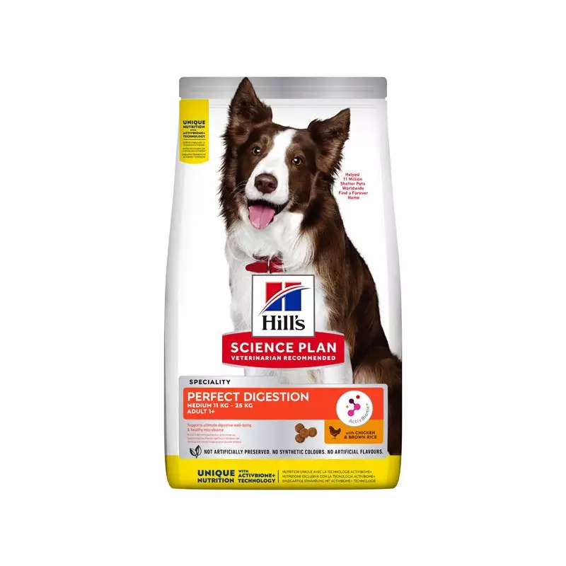 Hill's Pet Nutrition - Science Plan Perfect Digestion Medium Adult 1+ with Chicken and Rice 2.50 Kg. Whole Wheat