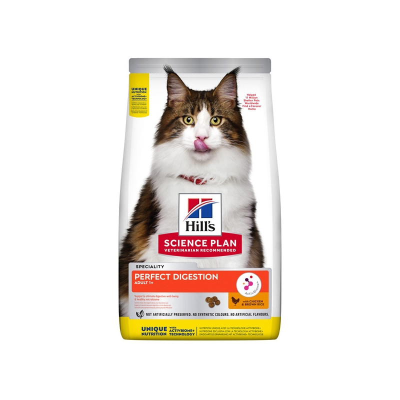 Hill's Pet Nutrition - Science Plan Perfect Digestion Adult 1+ avec Poulet et Riz Integrale da 1,5 kg. Hill's Pet Nutrition - Science Plan Perfect Digestion Adult 1+ avec Poulet et Riz Integrale da 1,5 kg.