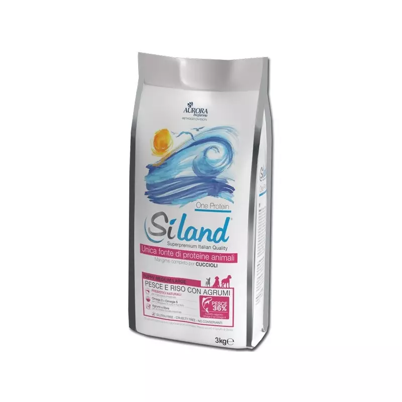 AURORA BIOFARMA Siland Puppy Medium / Maxi mit Fisch & Reis mit Zitrusfrüchten 3 kg