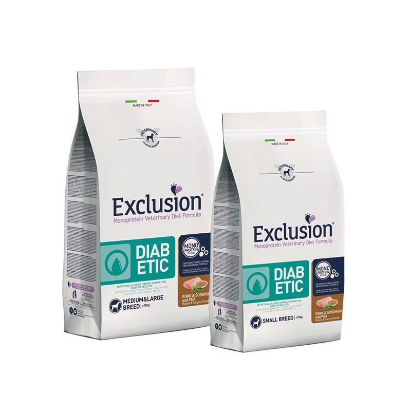 Exclusion Diabetic Adult Porc et Sorgo Petits pois Small Breed 2 kg.
