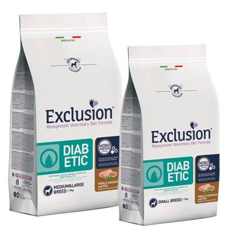 Exclusion Diabetic Adult Maiale&Sorgo Piselli M/L 12 kg. - 