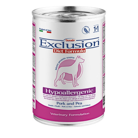 EXCLUSION Diet Hypoallergenic porc petits pois 400 g