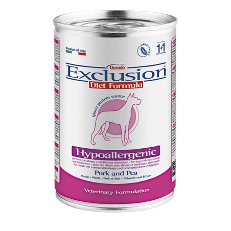 EXCLUSION Diet Hypoallergenic Maiale piselli da 400 gr. - 