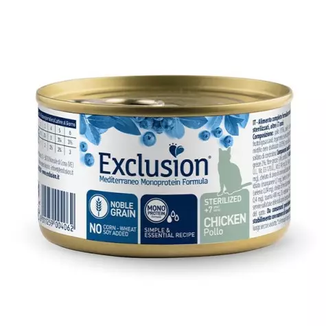 Exclusion - Mediterraneo Monoprotein Sterilized +7 All Breeds Chicken of 85 Gr. - 