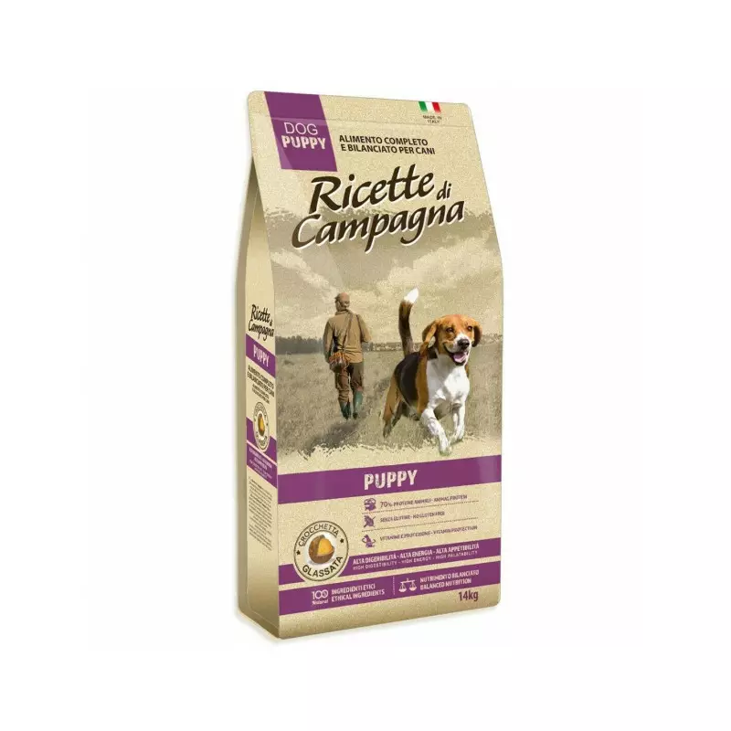 Ricette di Campagna Puppy Senza Glutine 14 Kg - Crocchetta Glassata Ricette di Campagna Puppy Senza Glutine 14 Kg - Crocchetta Glassata