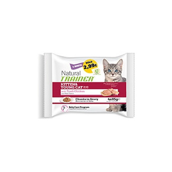 Trainer Natural Feline Kitten Young Pollo 4 x 85 gr - 
