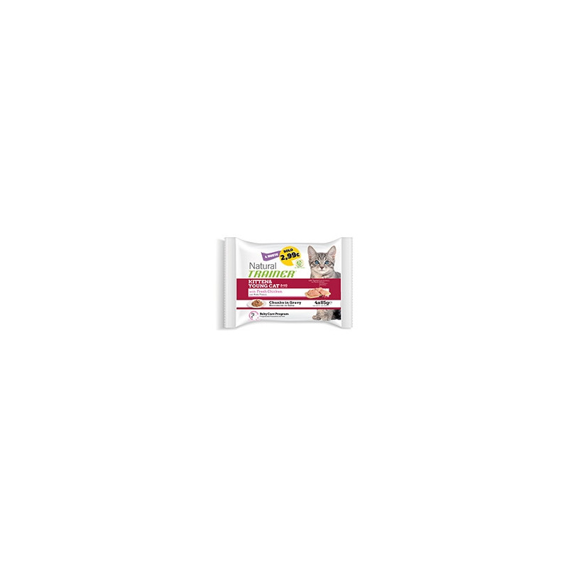 Trainer Natural Feline Kitten Young Pollo 4 x 85 gr