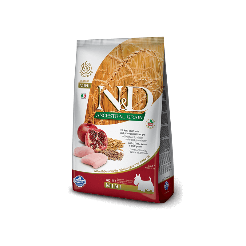 FARMINA N et D LOW ANCESTRAL GRAIN Chien mini épeautre avoine poulet et grenade 7 kg FARMINA N et D LOW ANCESTRAL GRAIN Chien mini épeautre avoine poulet et grenade 7 kg