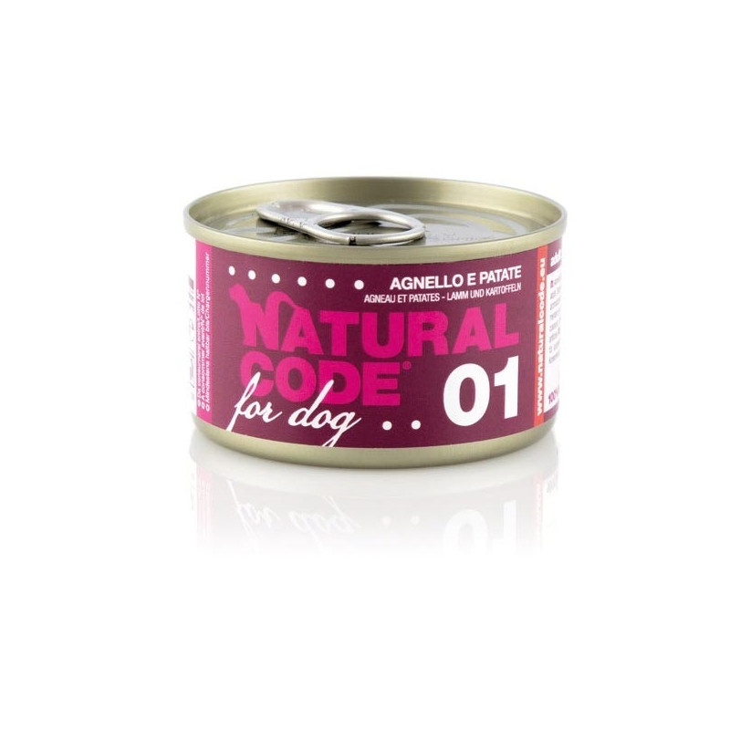 NATURAL CODE For Dog agneau et pommes de terre 90 g. 01