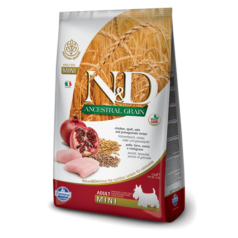 FARMINA N et D LOW ANCESTRAL GRAIN Chien mini épeautre avoine poulet et grenade 800 g