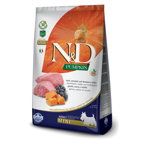 FARMINA N et D PUMPKIN grain free adult mini agneau citrouille et myrtille 800 g