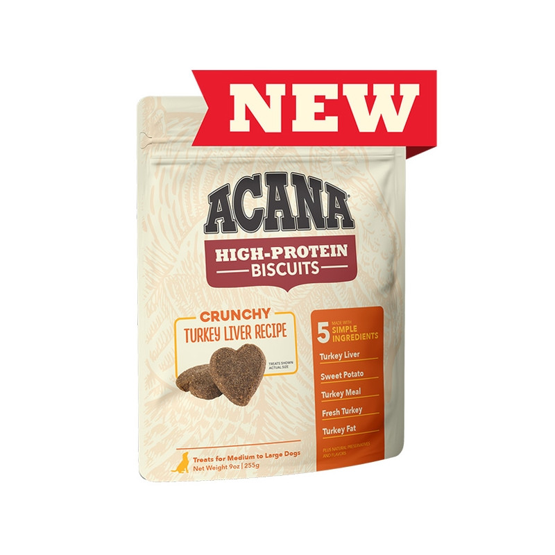 Acana Snack Biscuits High Protein al Foie di Dinde 100gr. Acana Snack Biscuits High Protein al Foie di Dinde 100gr.