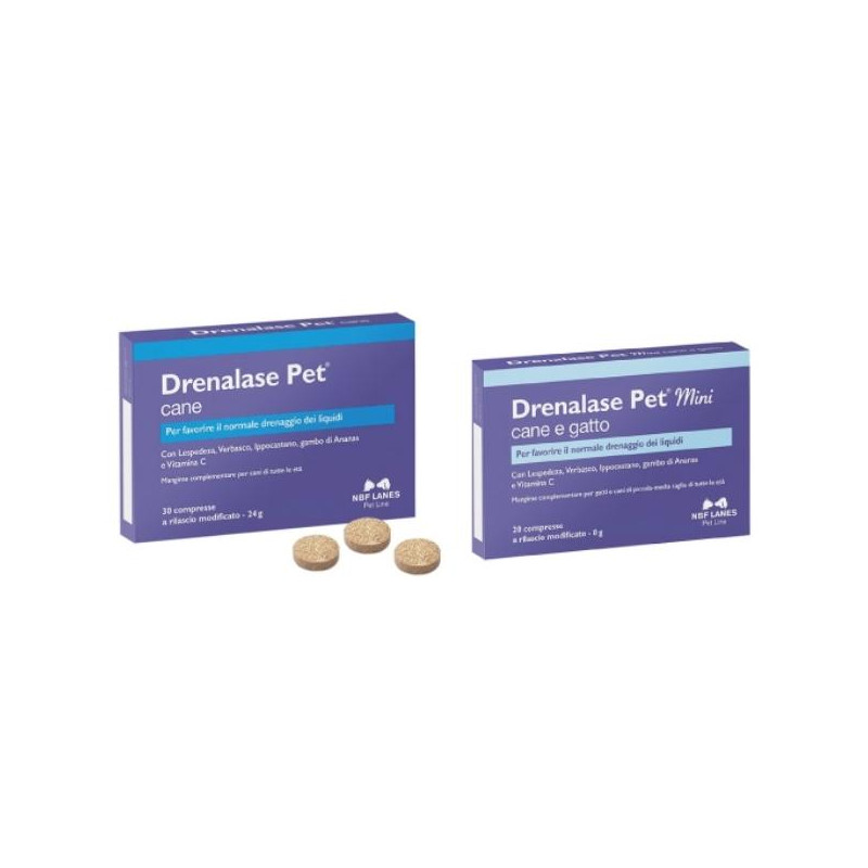 NBF Lanes - Drenalase Pet mini 20 cpr. da 800 mg. NBF Lanes - Drenalase Pet mini 20 cpr. da 800 mg.